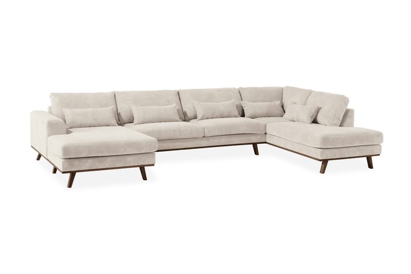 Copenhagen 5-personers Højrevendt U-formet Large Sofa med Divan og Chaiselong i Manchester - Beige - Møbler - Sofaer - U Sofa