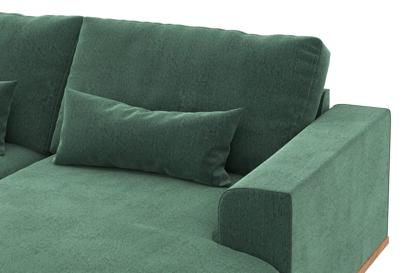 Copenhagen 5-personers Venstrevendt U-formet Sofa med Divan og Chaiselong i Fløjl - Mørkegrøn - Møbler - Sofaer - U Sofa