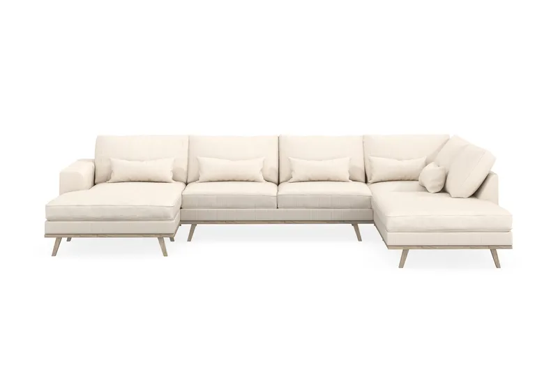 Copenhagen 5-personers Højrevendt U-formet Sofa med Divan og Chaiselong i Manchester - Beige - Møbler - Sofaer - U Sofa