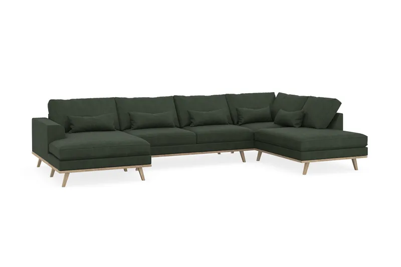 Copenhagen 5-personers Højrevendt U-formet Sofa med Divan og Chaiselong i Manchester - Mørkegrøn - Møbler - Sofaer - U Sofa