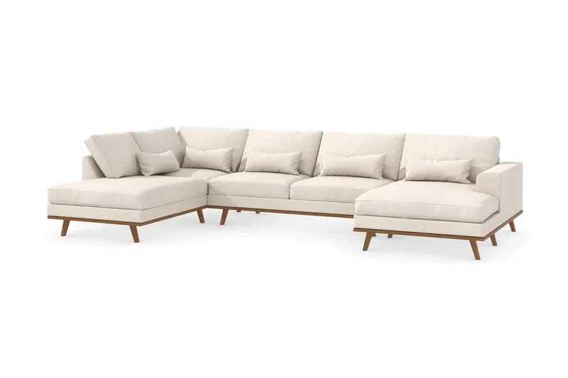 Copenhagen 5-personers Venstrevendt U-formet Sofa med Divan og Chaiselong i Stof - Beige - Møbler - Sofaer - U Sofa