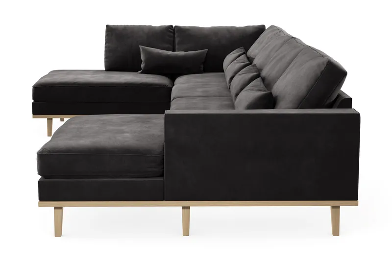 Copenhagen 5-personers Venstrevendt U-formet Sofa med Divan og Chaiselong i Fløjl - Mørkegrå - Møbler - Sofaer - U Sofa