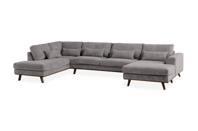 Copenhagen 5-personers Venstrevendt U-formet Sofa med Divan og Chaiselong i Manchester - Mørkegrå - Møbler - Sofaer - U Sofa