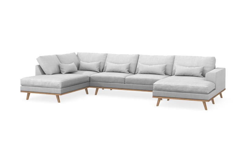 Copenhagen 5-personers Venstrevendt U-formet Sofa med Divan og Chaiselong i Stof - Lysegrå - Møbler - Sofaer - U Sofa