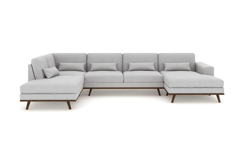 Copenhagen 5-personers Venstrevendt U-formet Sofa med Chaiselong og Divan i Stof - Grå - Møbler - Sofaer - U Sofa