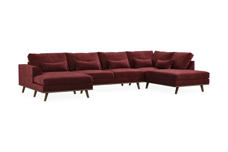 Copenhagen 5-personers Højrevendt U-formet Sofa med Divan og Chaiselong i Fløjl - Lilla - Møbler - Sofaer - U Sofa