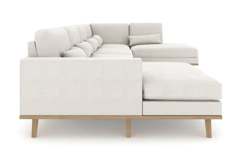 Copenhagen 5-personers Højrevendt U-formet Sofa med Divan og Chaiselong i Stof - Lysegrå - Møbler - Sofaer - U Sofa