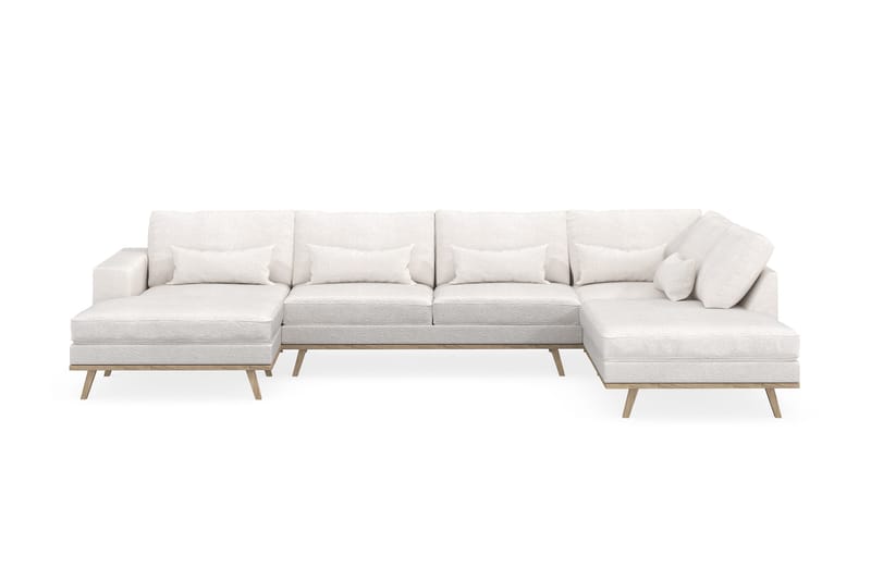Copenhagen 5-personers Højrevendt U-formet Sofa med Divan og Chaiselong i Bouclé - Hvid - Møbler - Sofaer - U Sofa