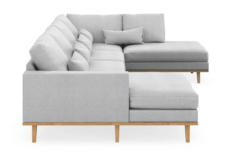 Copenhagen 5-personers Højrevendt U-formet Sofa med Divan og Chaiselong i Stof - Lysegrå - Møbler - Sofaer - U Sofa