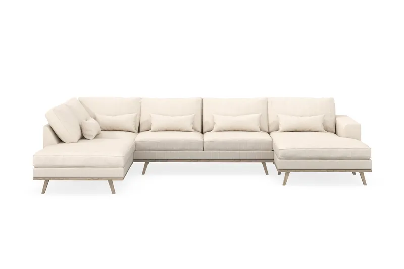 Copenhagen 5-personers Venstrevendt U-formet Sofa med Divan og Chaiselong i Manchester - Beige - Møbler - Sofaer - U Sofa