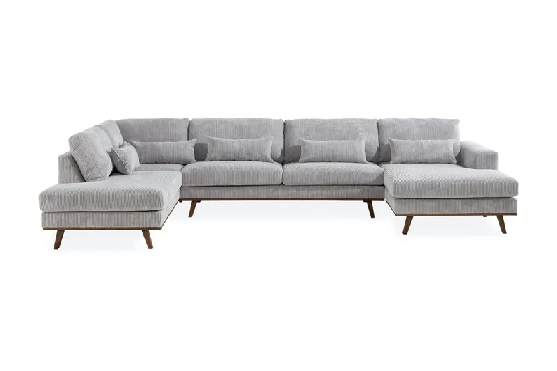 Copenhagen 5-personers Venstrevendt U-formet Sofa med Divan og Chaiselong i Manchester - Lysegrå - Møbler - Sofaer - U Sofa