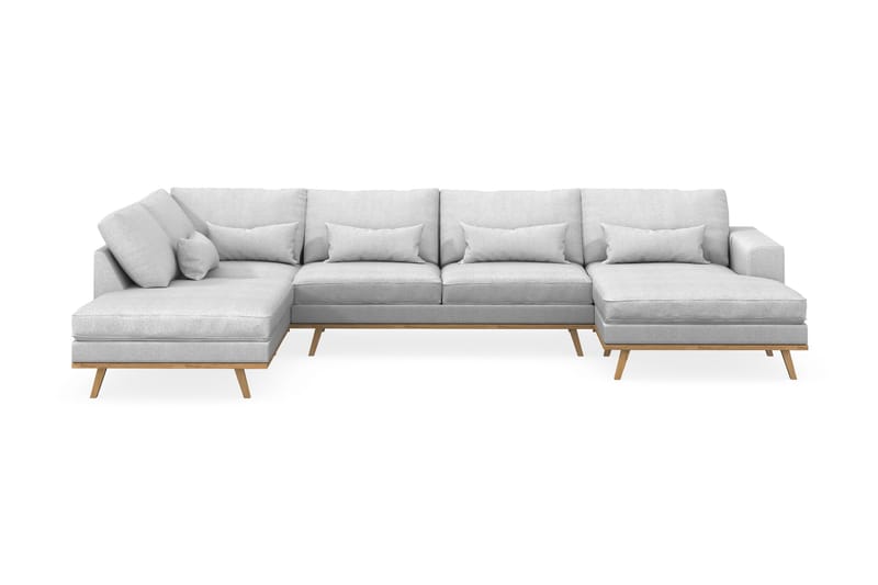 Copenhagen 5-personers Venstrevendt U-formet Sofa med Divan og Chaiselong i Stof - Lysegrå - Møbler - Sofaer - U Sofa