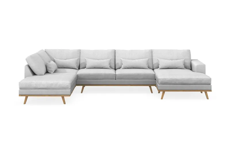 Copenhagen 5-personers Venstrevendt U-formet Sofa med Divan og Chaiselong i Stof - Lysegrå - Møbler - Sofaer - U Sofa