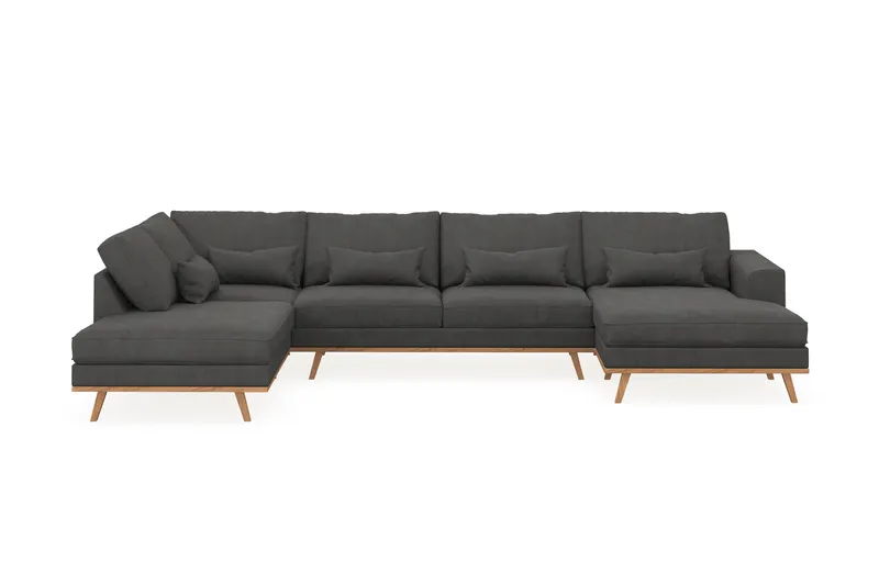 Copenhagen 5-personers Venstrevendt U-formet Sofa med Divan og Chaiselong i Manchester - Mørkegrå - Møbler - Sofaer - U Sofa
