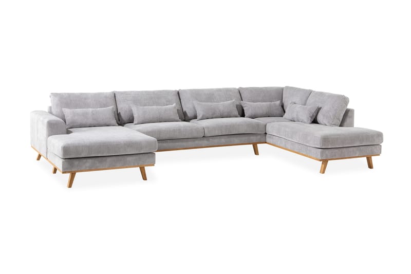 Copenhagen 5-personers Venstrevendt U-formet Sofa med Divan og Chaiselong i Manchester - Lysegrå - Møbler - Sofaer - U Sofa