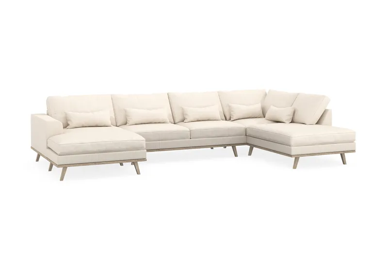 Copenhagen 5-personers Højrevendt U-formet Sofa med Divan og Chaiselong i Manchester - Beige - Møbler - Sofaer - U Sofa