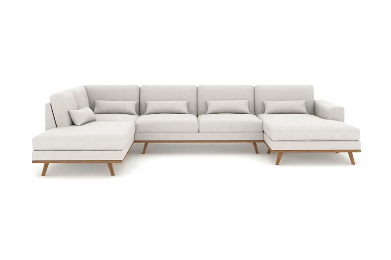Copenhagen 5-personers Venstrevendt U-formet Sofa med Divan og Chaiselong i Stof - Lysegrå - Møbler - Sofaer - U Sofa