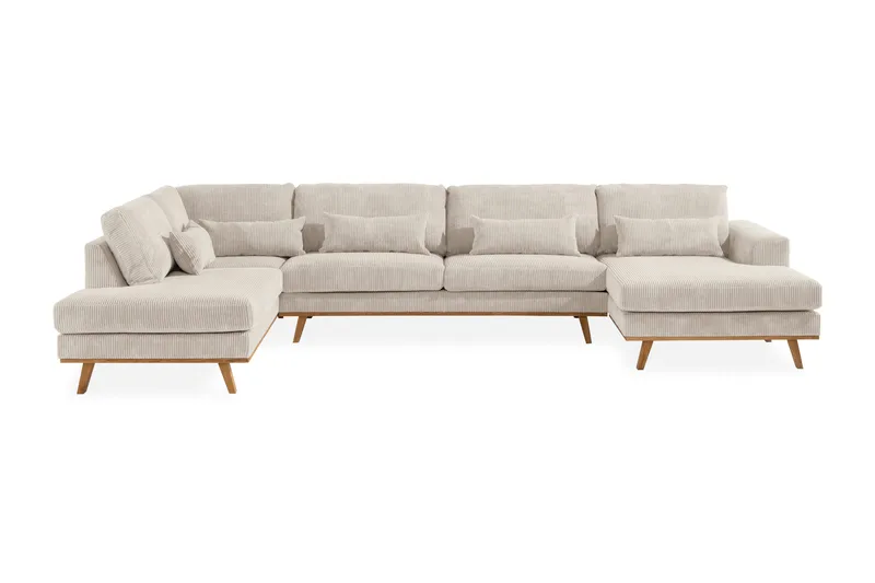 Copenhagen 5-personers Venstrevendt U-formet Sofa med Divan og Chaiselong i Manchester - Beige - Møbler - Sofaer - U Sofa
