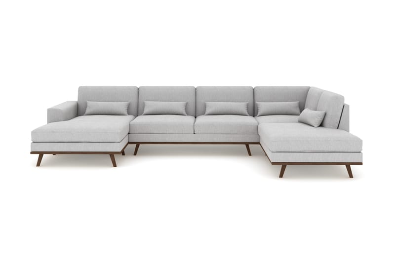 Copenhagen 5-personers Højrevendt U-formet Sofa med Divan og Chaiselong i Stof - Grå - Møbler - Sofaer - U Sofa