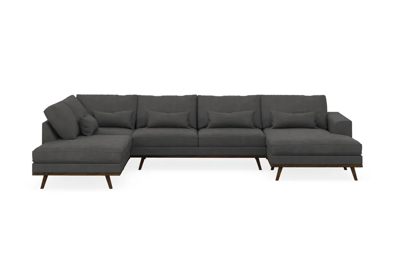 Copenhagen 5-personers Venstrevendt U-formet Sofa med Divan og Chaiselong i Manchester - Mørkegrå - Møbler - Sofaer - U Sofa