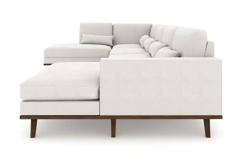 Copenhagen 5-personers Venstrevendt U-formet Sofa med Divan og Chaiselong i Stof - Lysegrå - Møbler - Sofaer - U Sofa