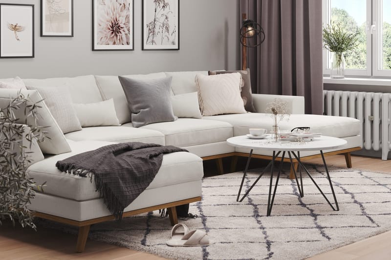 Copenhagen 5-personers Venstrevendt U-formet Sofa med Divan og Chaiselong i Stof - Lysegrå - Møbler - Sofaer - U Sofa