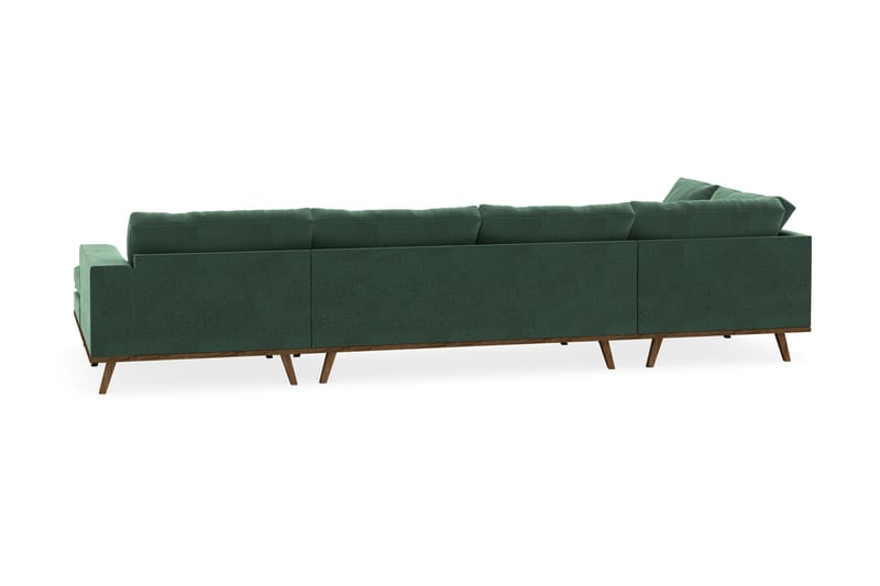 Copenhagen 5-personers Venstrevendt U-formet Sofa med Divan og Chaiselong i Fløjl - Mørkegrøn - Møbler - Sofaer - U Sofa