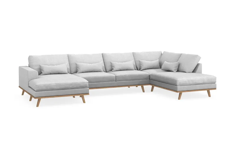 Copenhagen 5-personers Højrevendt U-formet Sofa med Divan og Chaiselong i Stof - Lysegrå - Møbler - Sofaer - U Sofa
