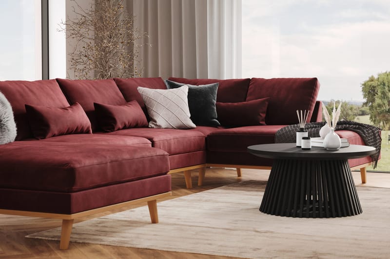 Copenhagen 5-personers Venstrevendt U-formet Sofa med Divan og Chaiselong i Fløjl - Lilla - Møbler - Sofaer - U Sofa