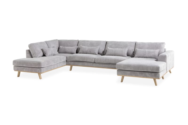 Copenhagen 5-personers Højrevendt U-formet Sofa med Divan og Chaiselong i Manchester - Lysegrå - Møbler - Sofaer - U Sofa