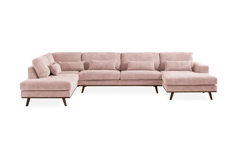 Copenhagen 5-personers Venstrevendt U-formet Sofa med Divan og Chaiselong i Manchester - Rosa - Møbler - Sofaer - U Sofa
