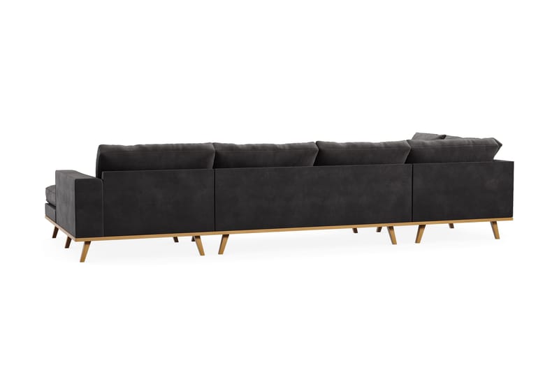 Copenhagen 5-personers Venstrevendt U-formet Sofa med Divan og Chaiselong i Fløjl - Mørkegrå - Møbler - Sofaer - U Sofa