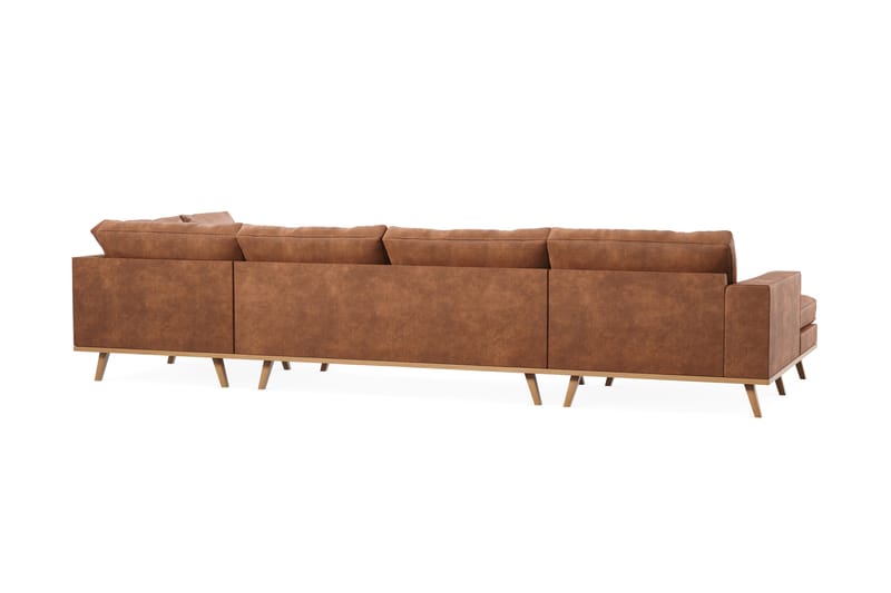 Copenhagen 5-personers Venstrevendt U-formet Large Sofa med Divan og Chaiselong i Kunstlæder - Brun - Møbler - Sofaer - U Sofa