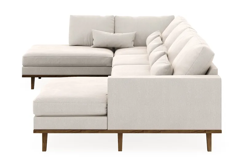 Copenhagen 5-personers Venstrevendt U-formet Sofa med Divan og Chaiselong i Fløjl - Cremehvid - Møbler - Sofaer - U Sofa