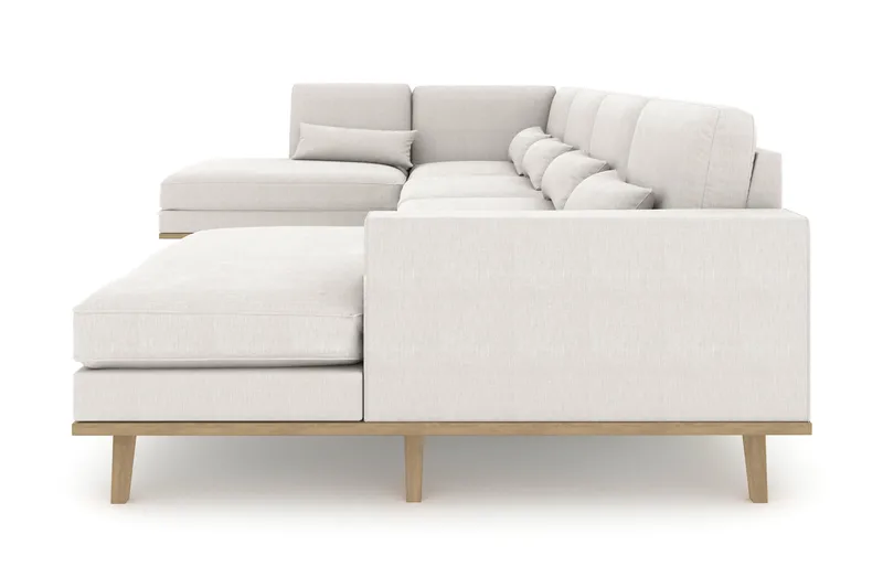 Copenhagen 5-personers Venstrevendt U-formet Sofa med Divan og Chaiselong i Stof - Lysegrå - Møbler - Sofaer - U Sofa