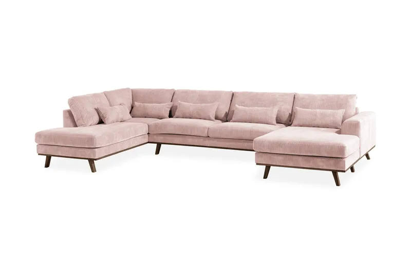 Copenhagen 5-personers Venstrevendt U-formet Sofa med Divan og Chaiselong i Manchester - Rosa - Møbler - Sofaer - U Sofa