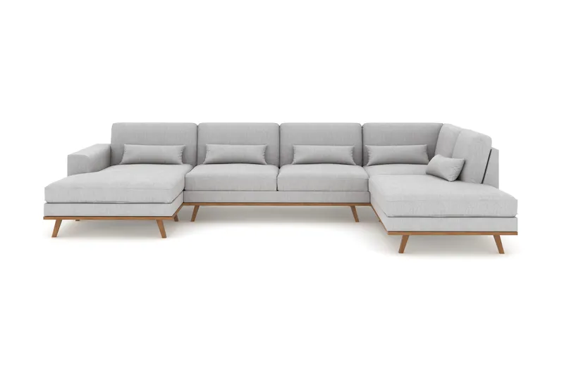 Copenhagen 5-personers Højrevendt U-formet Sofa med Divan og Chaiselong i Stof - Grå - Møbler - Sofaer - U Sofa