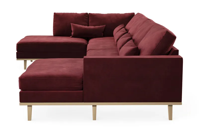 Copenhagen 5-personers Venstrevendt U-formet Sofa med Divan og Chaiselong i Fløjl - Lilla - Møbler - Sofaer - U Sofa