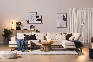 Copenhagen 5-personers Højrevendt U-formet Large Sofa med Divan og Chaiselong i Manchester - Beige - Møbler - Sofaer - U Sofa