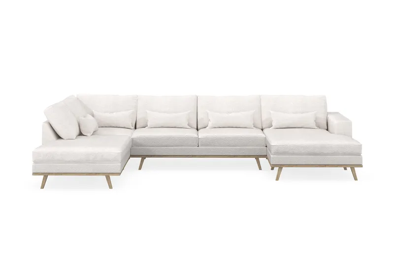Copenhagen 5-personers Venstrevendt U-formet Sofa med Divan og Chaiselong i Bouclé - Hvid - Møbler - Sofaer - U Sofa