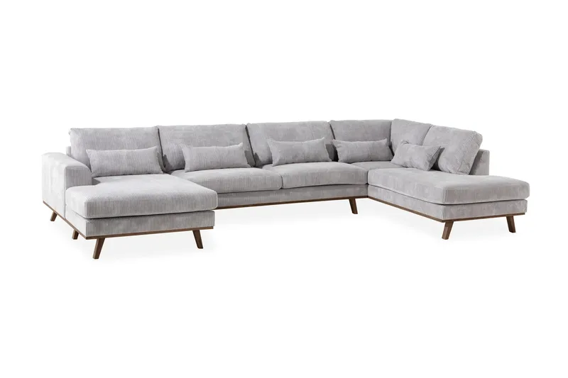 Copenhagen 5-personers Venstrevendt U-formet Sofa med Divan og Chaiselong i Manchester - Lysegrå - Møbler - Sofaer - U Sofa