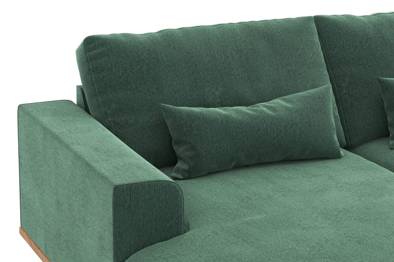 Copenhagen 5-personers Højrevendt U-formet Sofa med Divan og Chaiselong i Fløjl - Mørkegrøn - Møbler - Sofaer - U Sofa