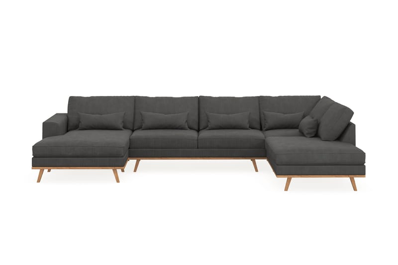 Copenhagen 5-personers Højrevendt U-formet Sofa med Divan og Chaiselong i Manchester - Mørkegrå - Møbler - Sofaer - U Sofa