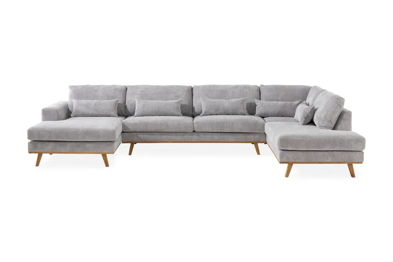 Copenhagen 5-personers Højrevendt U-formet Sofa med Divan og Chaiselong i Manchester - Lysegrå - Møbler - Sofaer - U Sofa