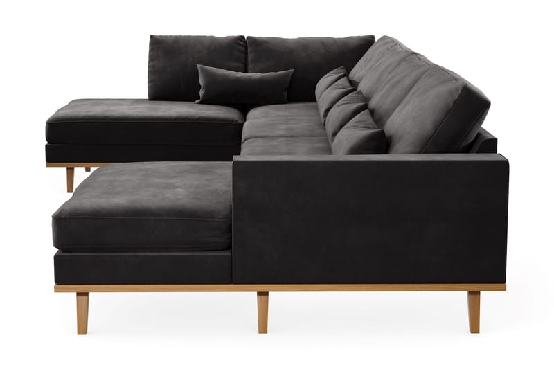 Copenhagen 5-personers Venstrevendt U-formet Sofa med Divan og Chaiselong i Fløjl - Mørkegrå - Møbler - Sofaer - U Sofa