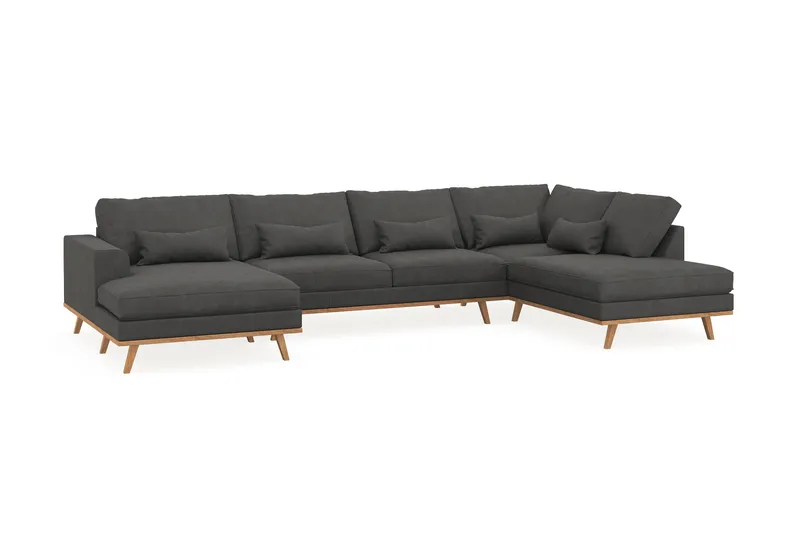 Copenhagen 5-personers Højrevendt U-formet Sofa med Divan og Chaiselong i Manchester - Mørkegrå - Møbler - Sofaer - U Sofa