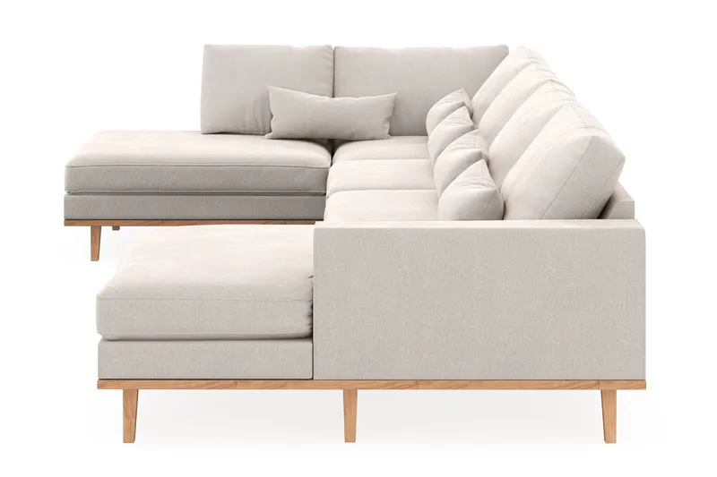 Copenhagen 5-personers Venstrevendt U-formet Sofa med Divan og Chaiselong i Fløjl - Cremehvid - Møbler - Sofaer - U Sofa