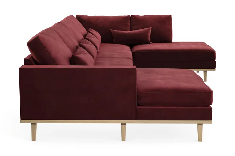 Copenhagen 5-personers Højrevendt U-formet Sofa med Divan og Chaiselong i Fløjl - Lilla - Møbler - Sofaer - U Sofa