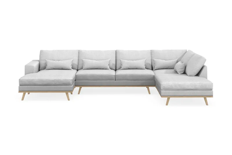 Copenhagen 5-personers Højrevendt U-formet Sofa med Divan og Chaiselong i Stof - Lysegrå - Møbler - Sofaer - U Sofa