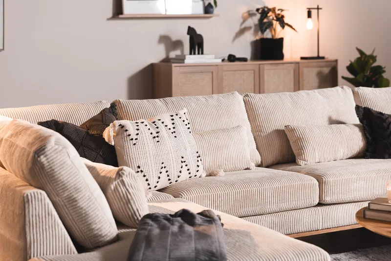 Copenhagen 5-personers Venstrevendt U-formet Sofa med Divan og Chaiselong i Manchester - Beige - Møbler - Sofaer - U Sofa